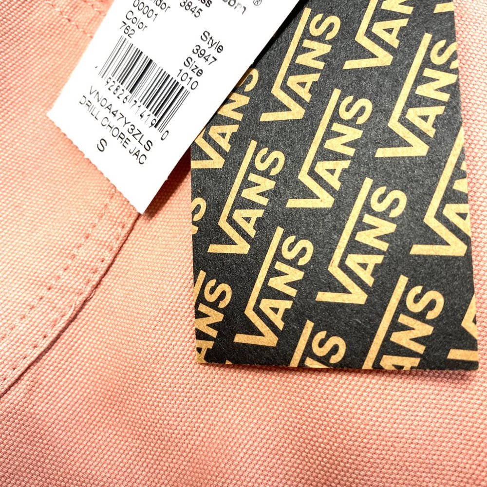 VANS Women's Size VN0A47Y3ZLS Drill Chore Jacket Rose Dawn Cotton Pink Black - Picture 8 of 9
